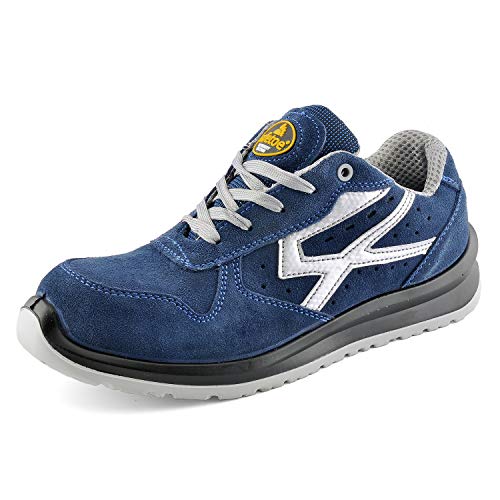 Zapatos de Seguridad para Hombres con Puntera de Fibra de Vidrio - SAFETOE 7328 Zapatillas Ultra-Ligeras Azul (Talla 43, Azul)