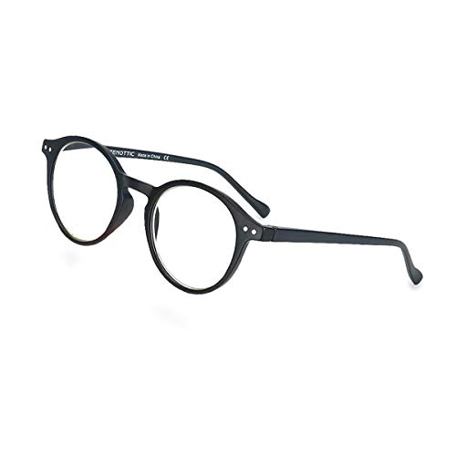 ZENOTTIC Gafas de Lectura de Bloqueo de Luz Azul Lentes Antirreflejos Gafas Retro de Ligero Marco Redondo para Hombres y Mujeres (NEGRO, 0.00x)