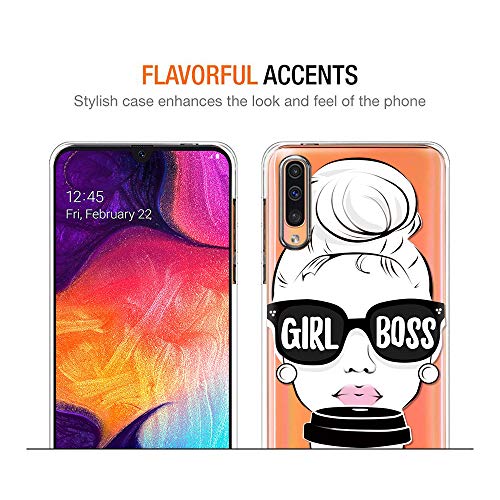 ZhuoFan Funda Samsung Galaxy A50 / A30s, Cárcasa Silicona Transparente con Dibujos Diseño Suave TPU Gel Antigolpes de Protector Piel Case Cover Bumper Fundas para Samsung A50 / A30s, Girl Boss