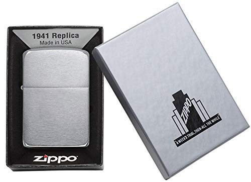 Zippo 1941 Replica Mechero, Metal, Brushed Chrome, 3,5x1x5,5 cm