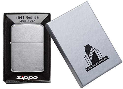 Zippo 1941 Replica Mechero, Metal, Brushed Chrome, 3,5x1x5,5 cm