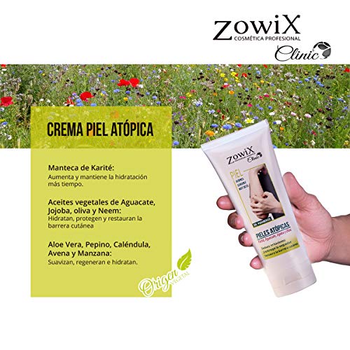 ZOWIX Crema para pieles atopicas, eczemas, psoriasis o dermatitis. Piel muy sensible, extraseca o con escamas. Crema Natural. Sin Parabenos. 200ml.