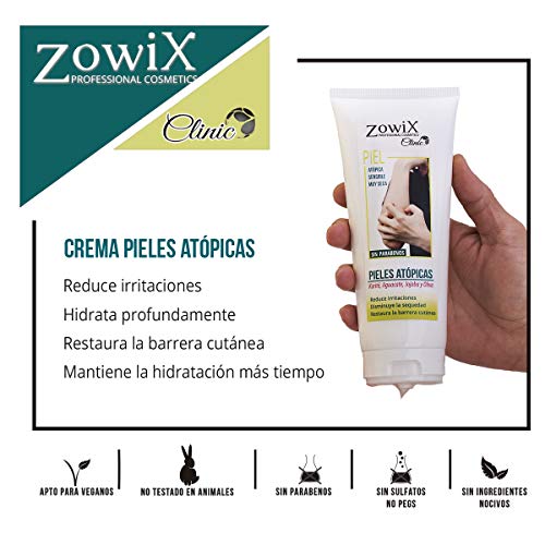 ZOWIX Crema para pieles atopicas, eczemas, psoriasis o dermatitis. Piel muy sensible, extraseca o con escamas. Crema Natural. Sin Parabenos. 200ml.