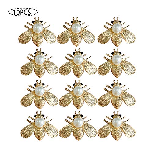 10 Piezas Perla Broche Abeja Insectos Dorado Broche De Insecto Animal Broche De Abeja Miel Diamante De Abeja Broche Insectos Cristal Perla Lindo Para Decoración De Moda y Regalo Para Amigos Dorado