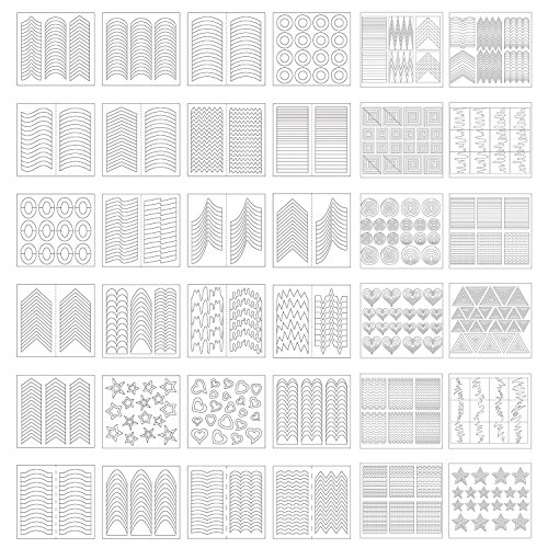 1275 Piezas 49 Diseños de Plantillas de Arte de Uñas Pegatinas de Vinilo de Guía de Punta Francesa, 36 Hojas