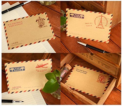 128 piezas de sobres mini Kraft, papel de tarjetas de regalo vintage con pegatinas, postales de invitación de fiesta de cumpleaños de boda, notas de saludo (40 sobres+40 tarjetas+48 pegatinas)