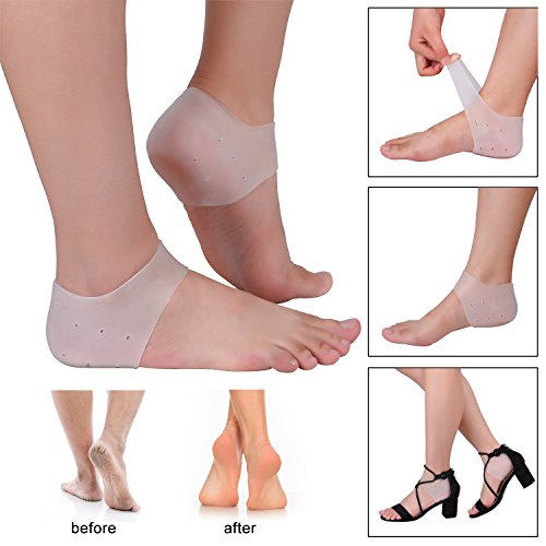 2 Pares Calcetines de Gel Silicona Calcetines Protector de Salón para Cuidado de Piel de Pies, Reducir Presión en Talón y Aliviar Dolor de Talón, 4 Piezas