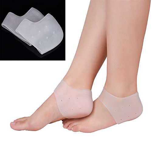 2 Pares Calcetines de Gel Silicona Calcetines Protector de Salón para Cuidado de Piel de Pies, Reducir Presión en Talón y Aliviar Dolor de Talón, 4 Piezas