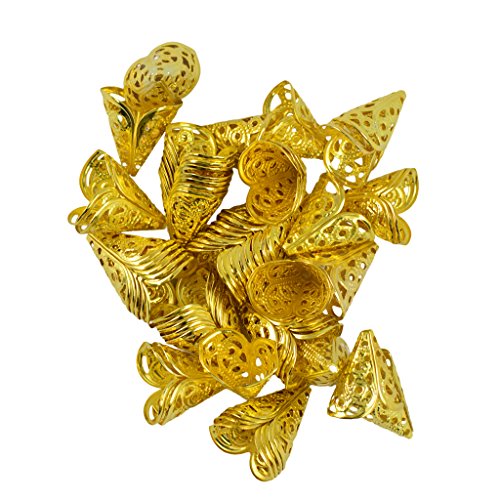 50pcs Receptáculo de Los Granos Filigrana De Cono Hueco Casquillo De La Flor De De La Borla De Oro Ingredientes Bricolaje 16mm