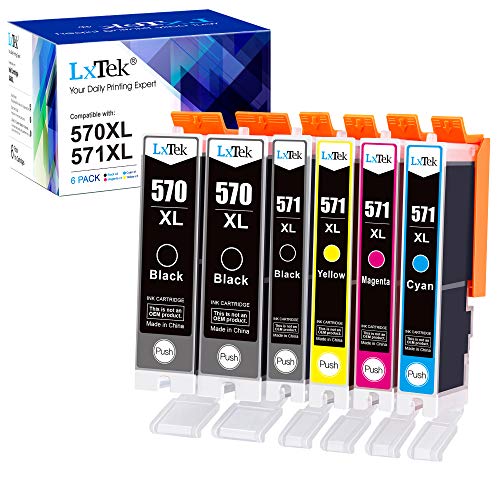 6 LxTek Cartucho de Tinta Compatible para Canon PGI-570 CLI-571 XL 570XL 571XL para Canon PIXMA TS5050 MG5750 TS6051 MG6850 TS6050 MG5700 MG5751 MG5752 MG6800 MG6851 MG6852 TS5051 TS5055