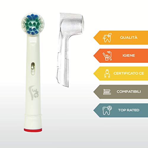 8 Precision Clean Cabezal de Recambio Oral-B compatibles 3AG + 8 protección higiénica para cepillo de dientes eléctrico recargables Braun Oral B Sensitive, Professional Care, Vitality, Genius, etc.