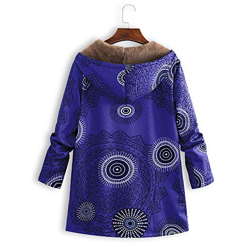 Abrigo De Invierno Mujer Libre Abrigos para Mujer Rebajas Talla Grande Abrigo con Capucha De Manga Larga Vintage Cremallera Señoras Abrigos con Bolsillos Gruesos De Lana riou (2-Blue, M)