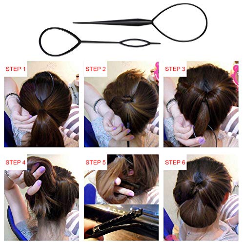 Accesorios de Peinado, URAQT Gomas moño de pelo, Accesorios moño Hacedor Braid Cabello Trenzado Peinado Clip Herramientas para Diseño de Espuma para Niñas Mujeres con pelo DIY