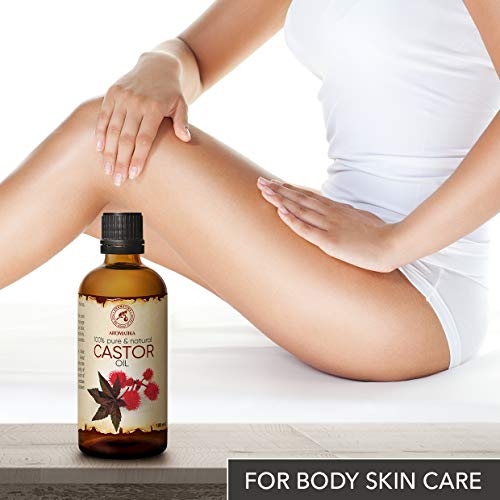 Aceite de Ricino 100ml - Ricinus Communis - India - 100% Puro y Natural - Botella de Vidrio - Multifuncional - Intensivo para el Rostro - Cuerpo - Cabello - Masaje - Castor Oil