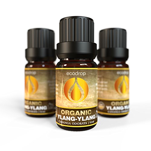 Aceite esencial de ylang-ylang, con certificado ecológico, 100% puro, grado terapéutico para aromaterapia, difusores y para diluir en el baño, con libro electrónico de regalo, 10 ml (Cananga odorata)