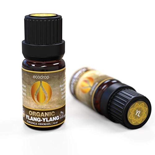 Aceite esencial de ylang-ylang, con certificado ecológico, 100% puro, grado terapéutico para aromaterapia, difusores y para diluir en el baño, con libro electrónico de regalo, 10 ml (Cananga odorata)