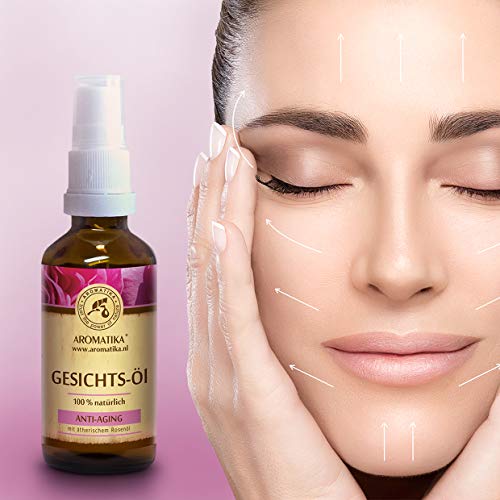 Aceite Facial 50ml - 100% Puro y Natural - Aceite Facial con Aceite de Jojoba y Rosa - Cuidado Rejuvenecedor para Todo Tipo de Piel - Cosméticos Naturales - Aceites Corporales Sin Conservativos