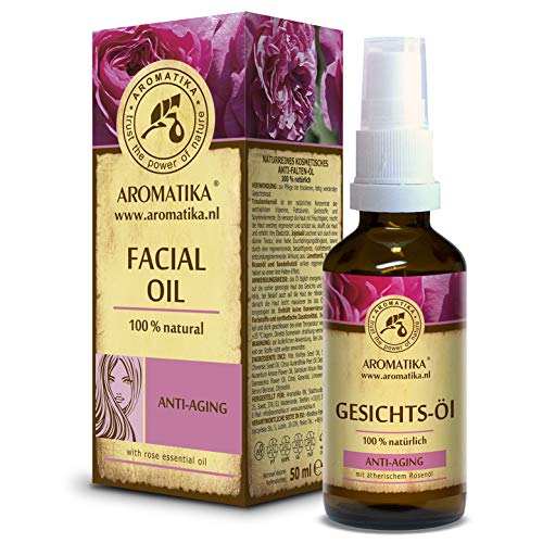 Aceite Facial 50ml - 100% Puro y Natural - Aceite Facial con Aceite de Jojoba y Rosa - Cuidado Rejuvenecedor para Todo Tipo de Piel - Cosméticos Naturales - Aceites Corporales Sin Conservativos