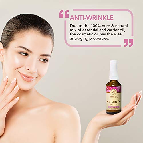 Aceite Facial 50ml - 100% Puro y Natural - Aceite Facial con Aceite de Jojoba y Rosa - Cuidado Rejuvenecedor para Todo Tipo de Piel - Cosméticos Naturales - Aceites Corporales Sin Conservativos