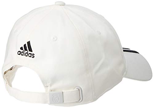 adidas Real Madrid 3-Stripes Gorra Algodón - Gorros, Gorras, Sombreros y tocados (Adulto, Masculino, Gorra, Negro, Blanco, Gorra de béisbol, Adjustable Size)