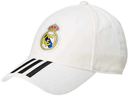 adidas Real Madrid 3-Stripes Gorra Algodón - Gorros, Gorras, Sombreros y tocados (Adulto, Masculino, Gorra, Negro, Blanco, Gorra de béisbol, Adjustable Size)