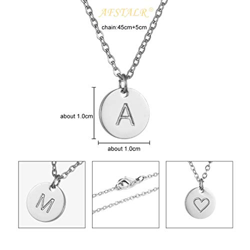 AFSTALR Colgantes Iniciales Mujer Plata Collar Letras B con Corazón Nombre Redondo Personalizado Letras Joyería Regalo de Cumpleaños