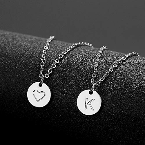 AFSTALR Colgantes Iniciales Mujer Plata Collar Letras B con Corazón Nombre Redondo Personalizado Letras Joyería Regalo de Cumpleaños