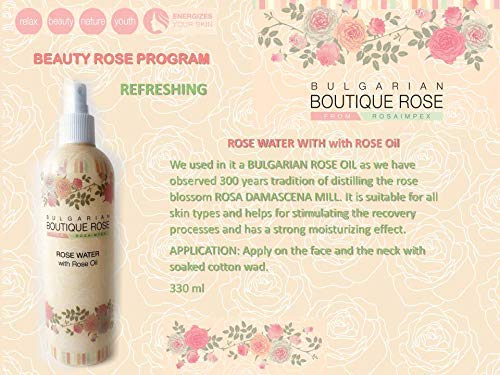 Agua de Rosa con Spray con Aceite Natural de Rosa 330ml de Boutique Rose, Sin Conservantes, Sin Parabenos