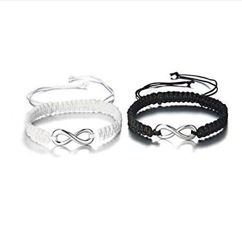 AidShunn Pulseras Infinito Trenzado Artesanal Trenzado Ajustable para Hombres Mujeres Amistad Familia Pareja 2 Unids