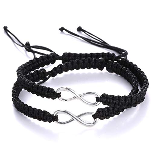 AidShunn Pulseras Infinito Trenzado Artesanal Trenzado Ajustable para Hombres Mujeres Amistad Familia Pareja 2 Unids