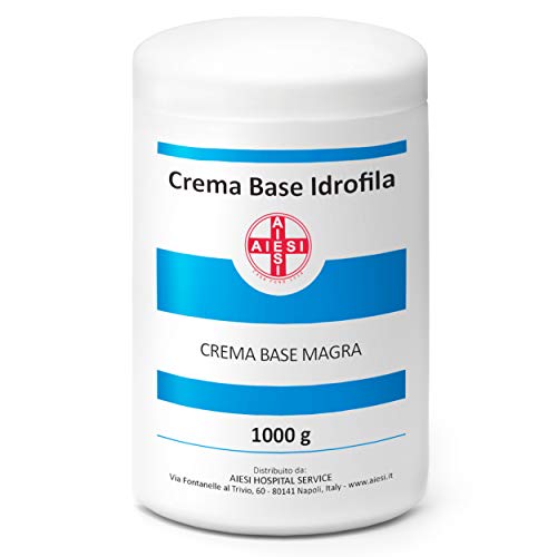 AIESI® Crema Base Hidrofílica pura emulsión neutra magra tarro de 1 Kg ideal para uso Farmacéutico Cosmético y Dermatológico # Made in Italy