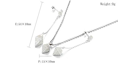 Aimsie Juego de joyas para mujer, pendientes y collar, S925 plata geométrica Pirámide joyas