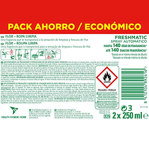 Air Wick Freshmatic Recambios de Ambientador Spray Automático, Esencia para Casa con Aroma a White Bouquet - Pack de 3