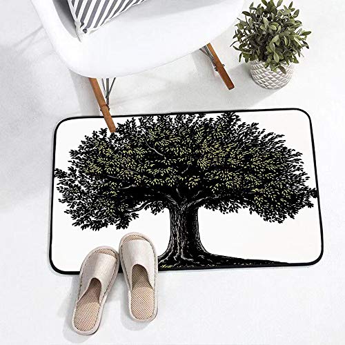 Alfombra Absorbente,Árbol de la vida, diseño digital del árbol frutal maduro en estilo de grabado retro King of For,Suave Memoria de Agua Absorbente Microfibra Estera de baño Alfombra de Ducha 45x75cm