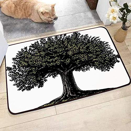 Alfombra Absorbente,Árbol de la vida, diseño digital del árbol frutal maduro en estilo de grabado retro King of For,Suave Memoria de Agua Absorbente Microfibra Estera de baño Alfombra de Ducha 45x75cm