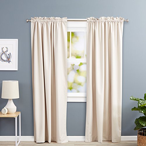 AmazonBasics - Cortinas opacas con aislamiento térmico y alzapaños, 1 unidad, 135 x 244 cm, beige