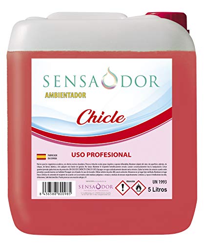 Ambientador Chicle SENSODOR, 5 Litros, Rojo, Garrafa, Profesional, Empresas, Negocio, Limpieza, Neutralizador, Quitaolor, Buen olor, Aromatizador