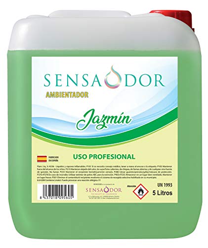 Ambientador Jazmín SENSAODOR, 5 Litros, Verde, Garrafa, Profesional, Empresas, Negocio, Limpieza, Neutralizador, Quitaolor, Buen olor, Aromatizador