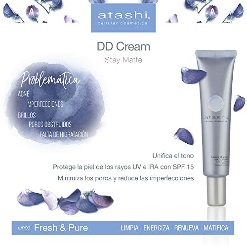 Atashi | DD Cream Stay Matte | Crema Color Hidratante Matificante | Tono Intenso | 60 g