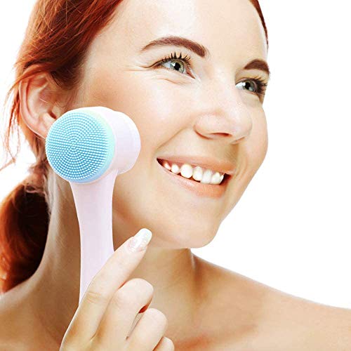 auvstar Cepillo de limpieza facial, Cepillo para lavar la cara, para limpieza profunda exfoliación manual ultrasuave de los poros de masaje para todos los tipos de piel (Azul 2)