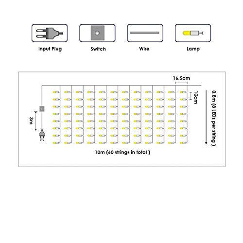 B-right Cortina de Luces, 480 LEDS,Cortina de Luces de Hada Interior, Cortina de Luz de LED para Decoración de Ventana, Patio, Balcón, Salón de Fiestas,Jardín,Bar, Día de San Valentín, Boda,etc