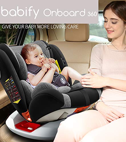 Babify Onboard Silla de Coche Giratoria 360º – Grupos 0/1/2/3 - Reclinable - Contramarcha hasta grupo 1