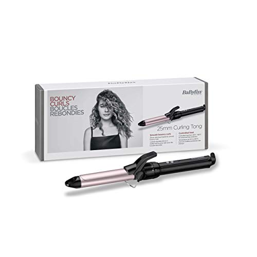 BaByliss C325E Tenacilla de pelo de 25 mm, 10 ajustes de temperatura, moldeador de pelo, cable profesional giratorio, recubrimiento Sublim Touch con punta fría de agarre