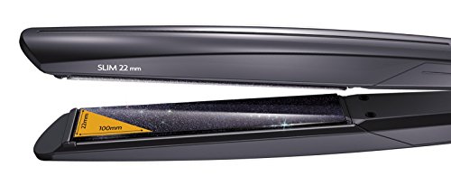 BaByliss Diamond Slim ST325E - Plancha de pelo con placas flotantes, temperatura hasta 230° C, voltaje dual 100/240 V y bloqueo de placas