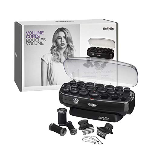 BaByliss RS035E Set de rulos térmicos de cerámica 20 rulos, 8 grandes de 32 mm, 6 medianos de 26mm, 6 pequeños de 19mm, 10 pinzas grandes, 20 horquillas para ondas y rizos duraderos y con volumen