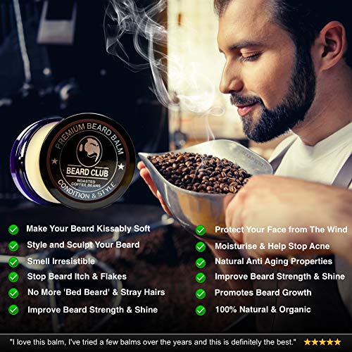 Bálsamo Barba Premium | Roasted Coffee Beans | Los Mejores Barba de Loción Suavizante| Naturales y Orgánicos | Excelente Para el Cuidado del Cabello y el Crecimiento