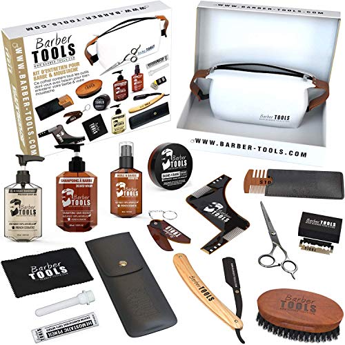 ✮ BARBER TOOLS ✮ Kit/Set/Estuche de arreglo y cuidado de la barba y afeitarse | Cosmético Made in French