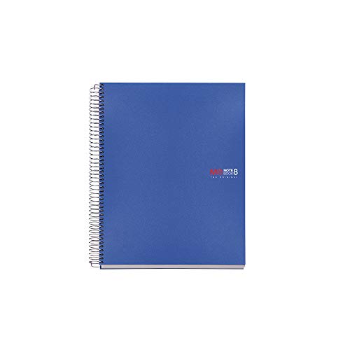 Basicos MR 42005, Cuaderno A5 (8 Colores, 200 Hojas, 5 mm, Tapa de Polipropileno), Azul