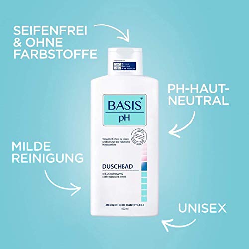 BASIS pH Set de gel de ducha, pH neutro, sin jabón y sin colorantes, paquete de 2 geles de ducha unisex (2 x 400 ml)