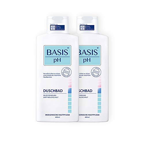 BASIS pH Set de gel de ducha, pH neutro, sin jabón y sin colorantes, paquete de 2 geles de ducha unisex (2 x 400 ml)